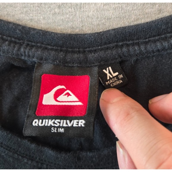 Vintage‎ Quicksilver T Shirt Mens XL Slim Black Big Graphic Logo Y2K Surf Skate - Picture 3 of 8